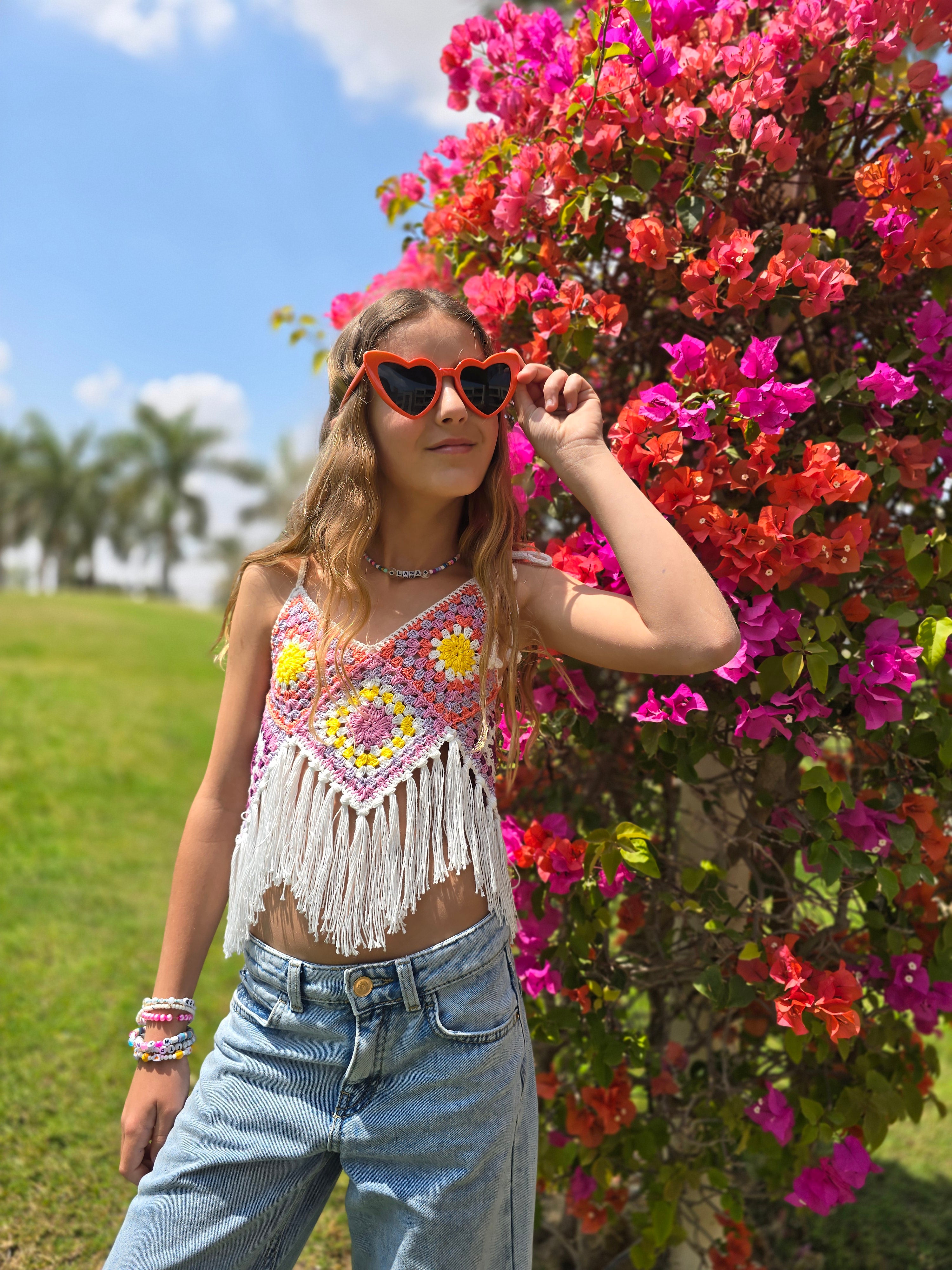 Sunrise fringe top