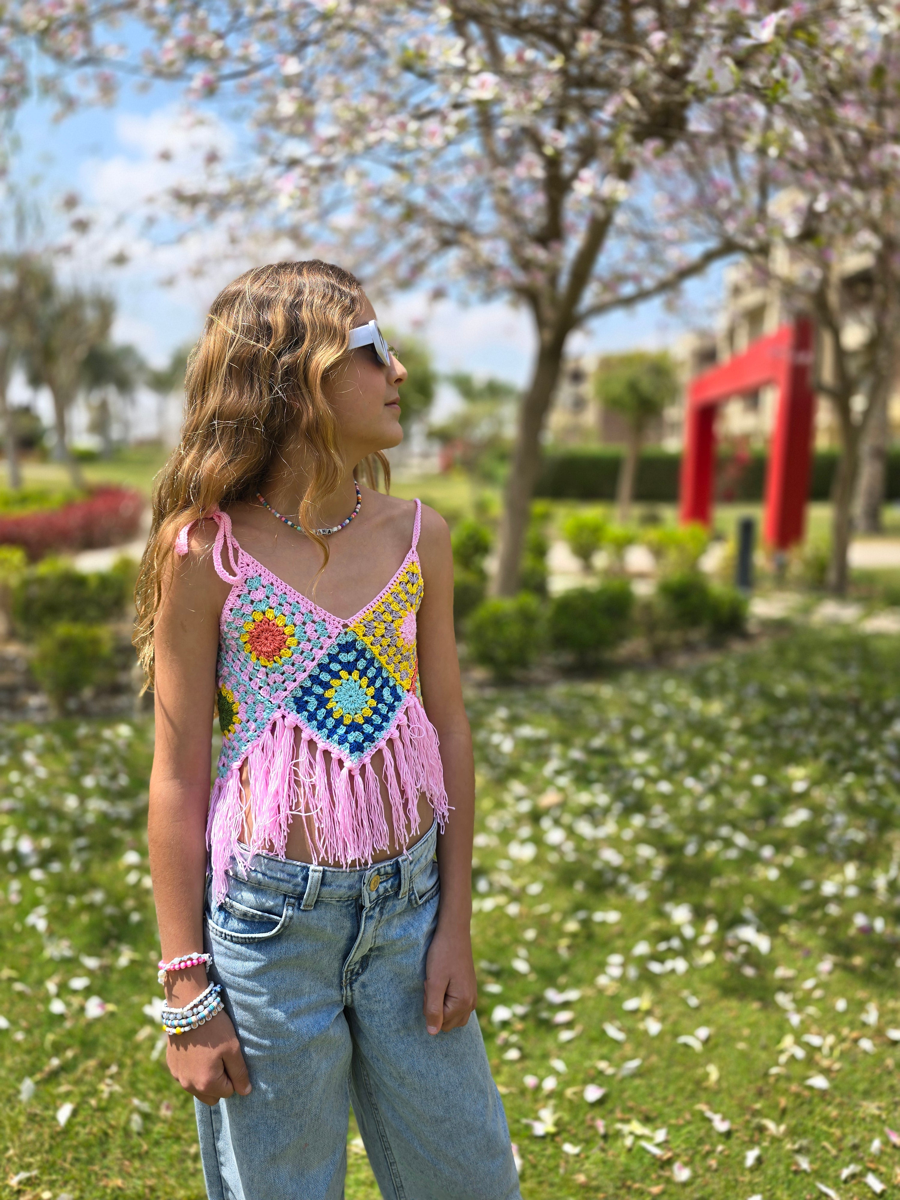 Cotton candy fringe top