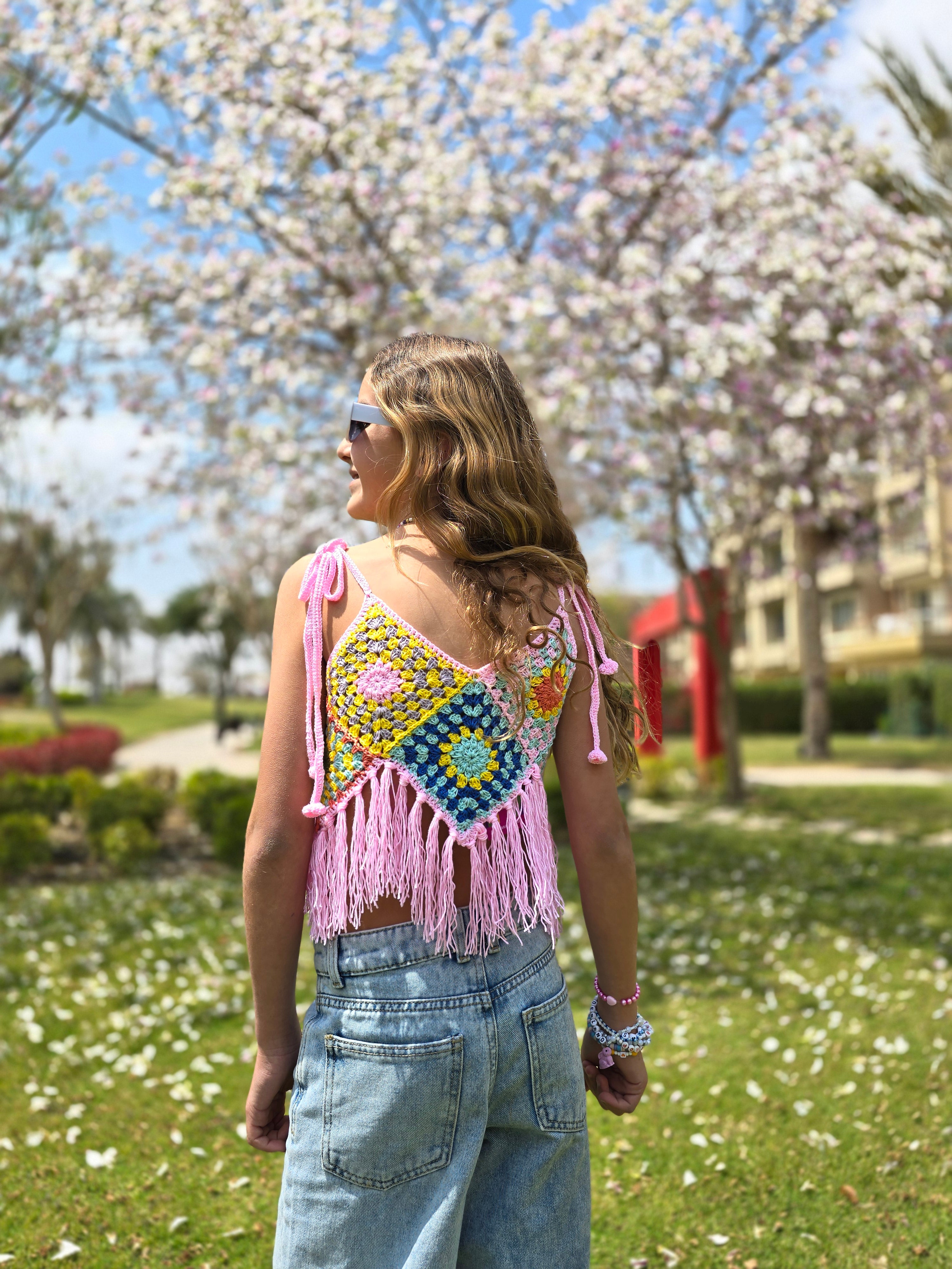 Cotton candy fringe top